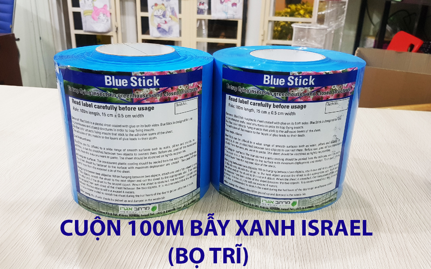 BẪY BỌ TRĨ MÀU XANH ISRAEL (CUỘN 100M) BLUE TRAP DÙNG TRONG NÔNG NGHIỆP