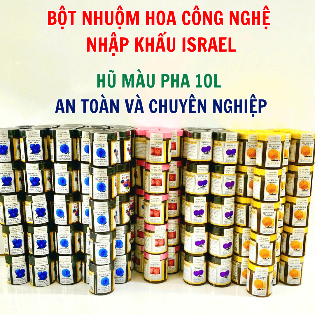 Bột Nhuộm Hoa tươi chuyên nghệp cho hoa (1 hủ pha 10L - 14L Nước màu hoa) công nghệ Israel 20 màu