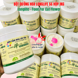 Hủ 1KG Bột Dinh Dưỡng Hoa Lâu Tàn dành cho Shop Hoa, Vựa Hoa hiệu Longlife SG nhập khẩu Israel, giúp bảo quản hoa cắm MUD tươi gấp 2 lần bình thường và Hạn chế thay hoa định kỳ
