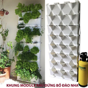 Chậu trồng rau ban công 2M2 (KHÔNG thay đất trồng rau) dạng Đứng Vertical Bồ Đào Nha có tưới nhỏ giọt và bón phân bán tự động cho rau