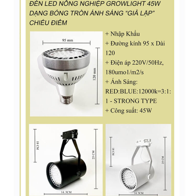 Đèn Trồng Cây Trong Nhà Grow Light Bulb 45W
