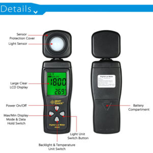MÁY ĐO CƯỜNG ĐỘ ÁNH SÁNG LUX CẦM TAY ĐÈN LED NÔNG NGHIỆP – DIGITAL LUX METER LCD (Luxmeter Light from 0-200000 lux ánh sáng)