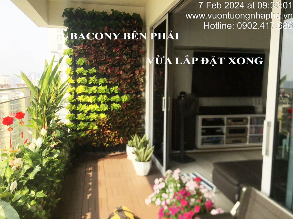 Tường Đứng Ban Công Xanh Chung Cư Estella Thủ Đức (tưới ban công không có cấp nước)
