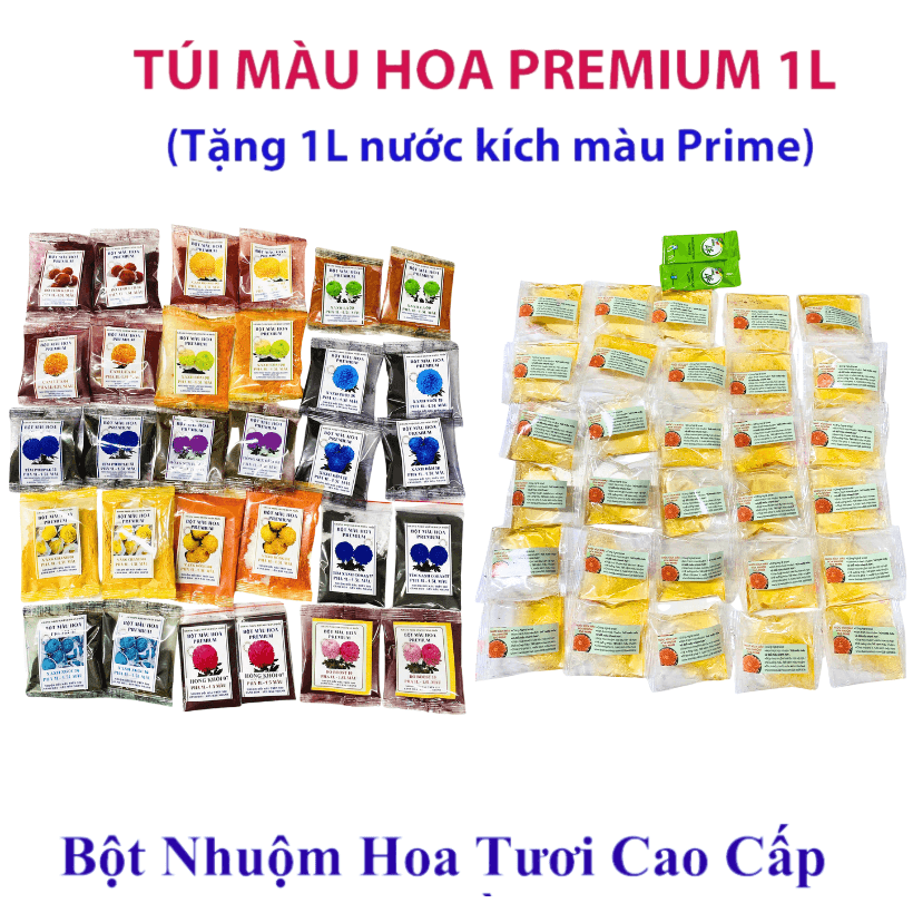 dung dịch kích màu hoa tươi Và túi bột nhuộm hoa pha 1L tiết kiệm