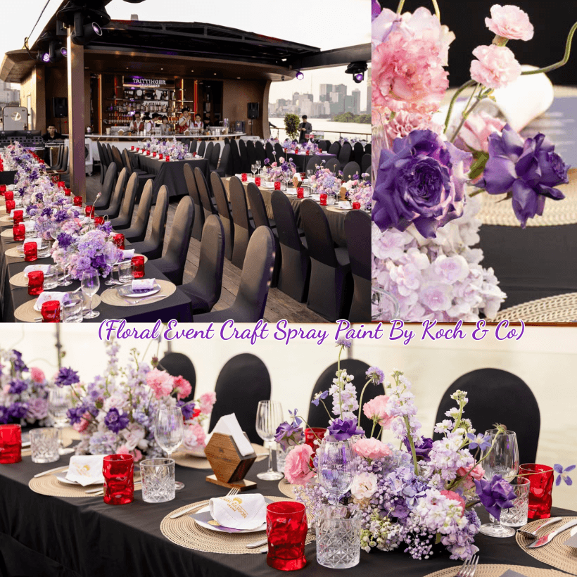 Sơn Xịt Hoa Tươi Úc Màu Tím Đậm Purple 2517 trên hoa hồng tại sự kiện