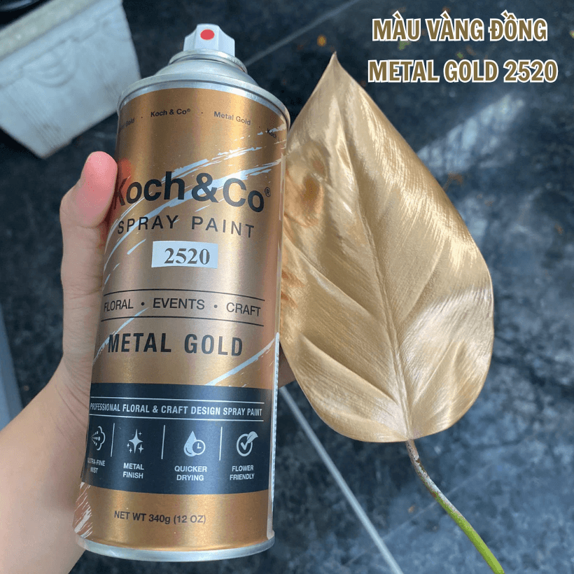 Sơn Xịt Hoa Tươi Úc Màu Vàng Đồng Metal Gold 2520 Koch&Co