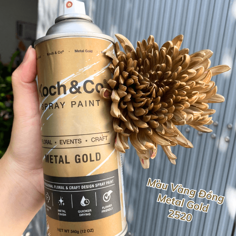 Sơn Xịt Hoa Tươi Úc Màu Vàng Đồng Metal Gold 2520