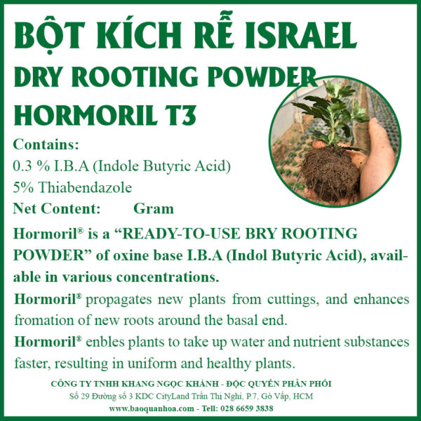 Thuốc Kích Rễ Hoa Lan Israel HORMORIL T3 100gr – Ra Rễ Nhanh, Hỗ Trợ Trị Nấm