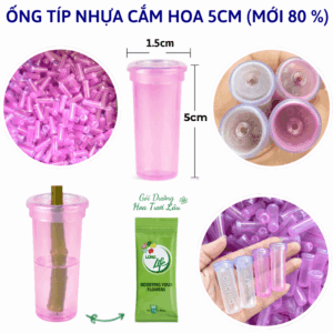 Ống TIP Nhựa Chứa Nước Cắm Hoa Lan 5cm Màu Hồng (Túi 100 cái mới 85%)