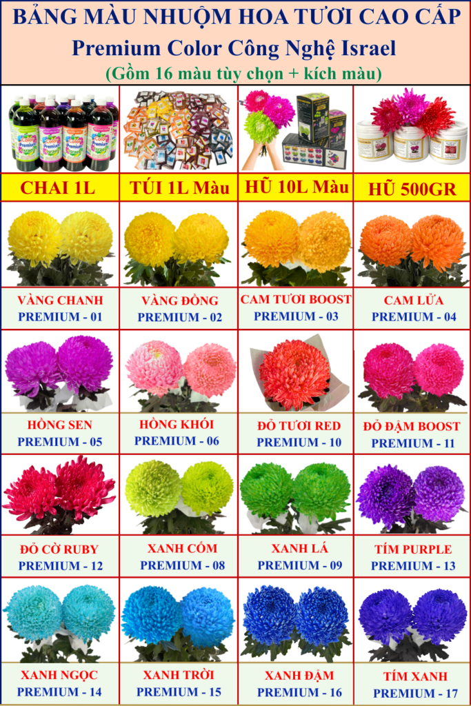 Bảng Màu Thuốc Nhuộm Hoa Tươi